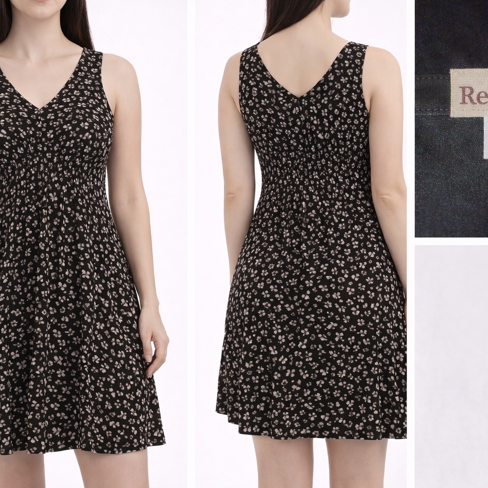 Rewind Black and White Floral Mini Dress